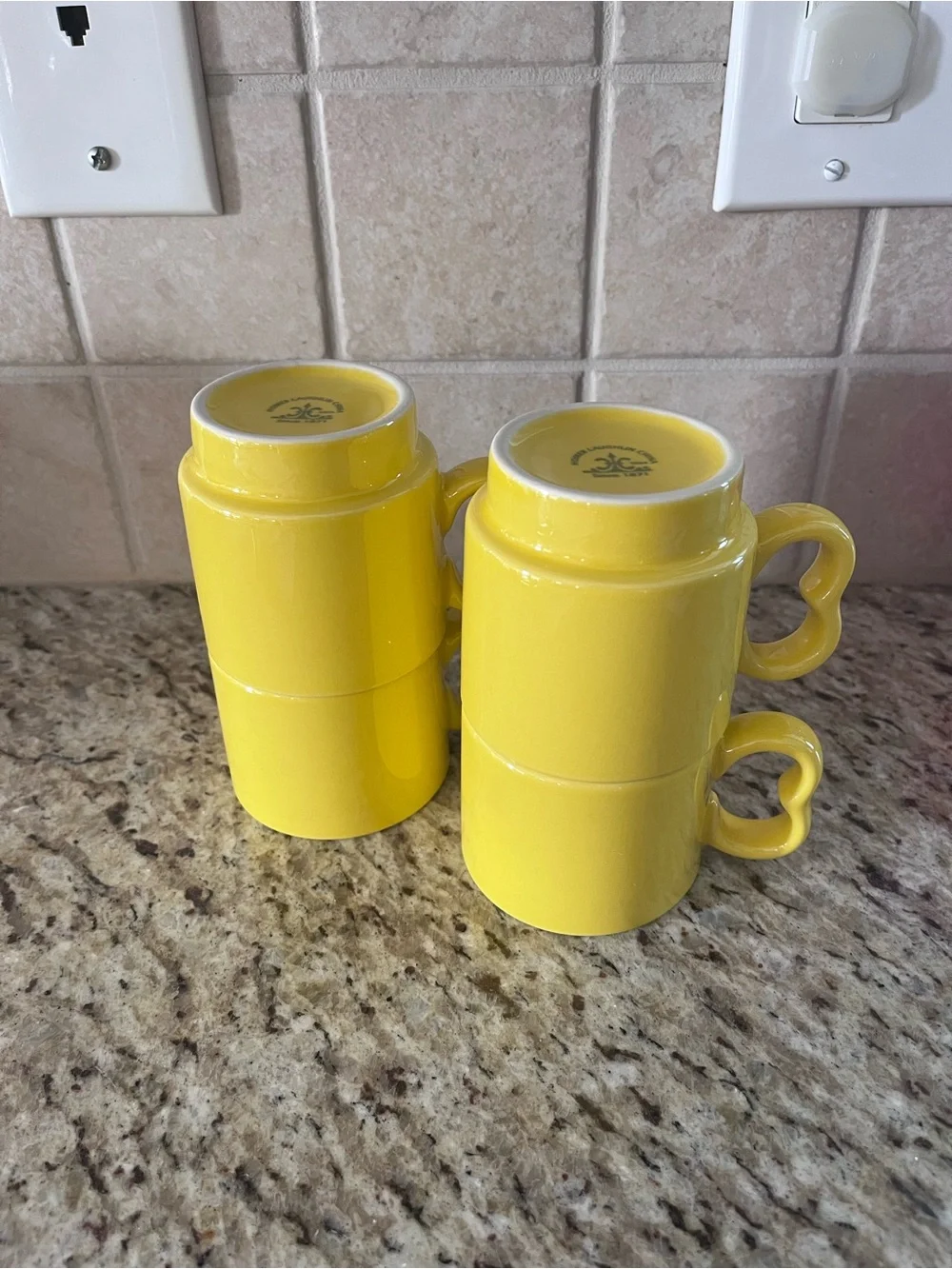 Homer Laughlin 7oz Sunflower Yellow Stackable Ceramic Mugs - Set of 4